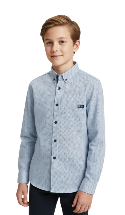 Boys Diesel Gannon Casual Shirt - Blue Print