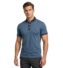 Tom Penn Short Sleeve Polo Shirt - Blue