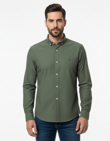 Tom Penn Long Sleeve Oxford Casual Shirt 330 - Khaki