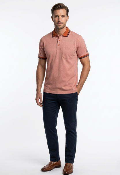 Daniel Grahame Short Sleeve 3 Button Polo Shirt - Rust