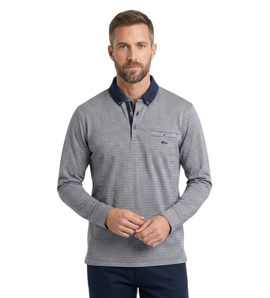 Dario Beltran Long Sleeve Polo Shirt - Navy