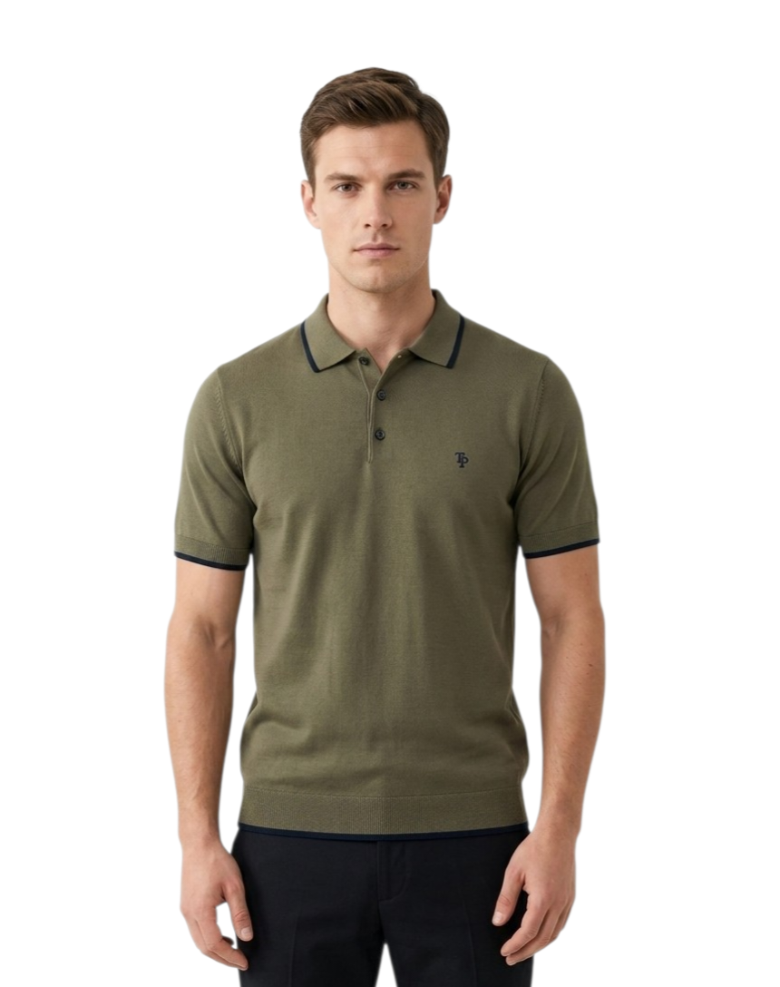 Tom Penn Short Sleeve Polo Shirt - Khaki