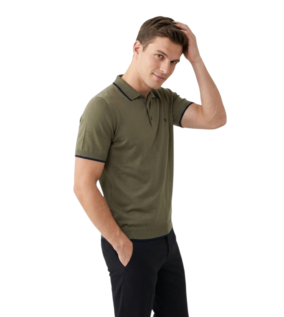 Tom Penn Short Sleeve Polo Shirt - Khaki