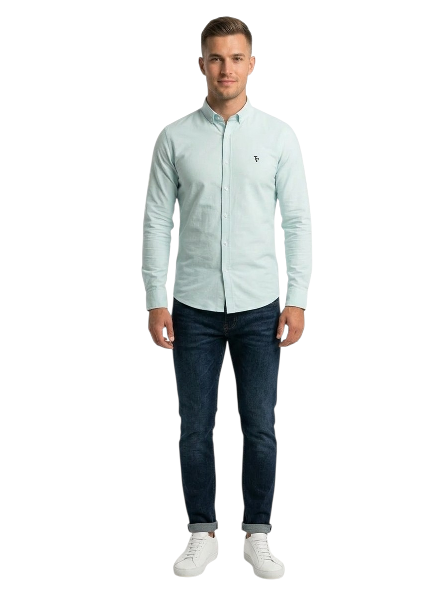 Tom Penn Long Sleeve Oxford Casual Shirt 330 - Ocean