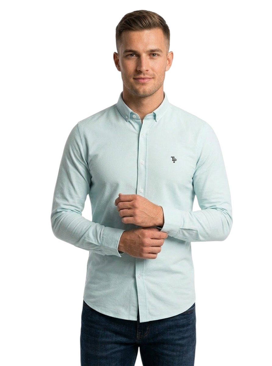 Tom Penn Long Sleeve Oxford Casual Shirt 330 - Ocean