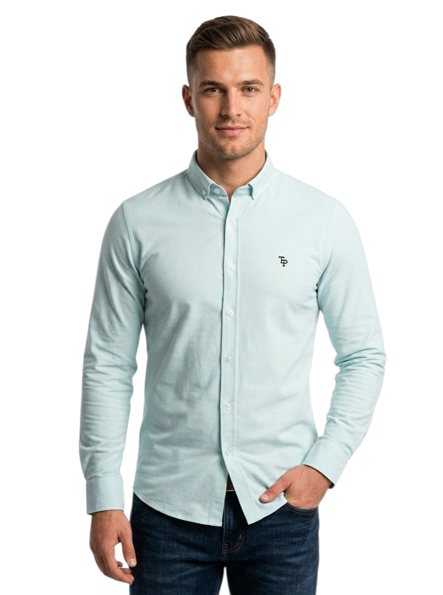 Tom Penn Long Sleeve Oxford Casual Shirt 330 - Ocean
