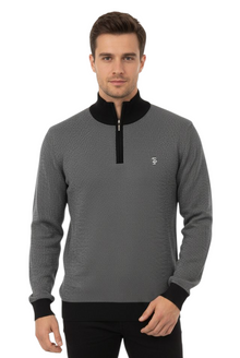 Tom Penn Half Zip Sweater - Black/Grey