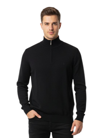 Tom Penn Half Zip Sweater - Black