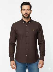 Tom Penn Long Sleeve Oxford Casual Shirt 330 - Burgundy