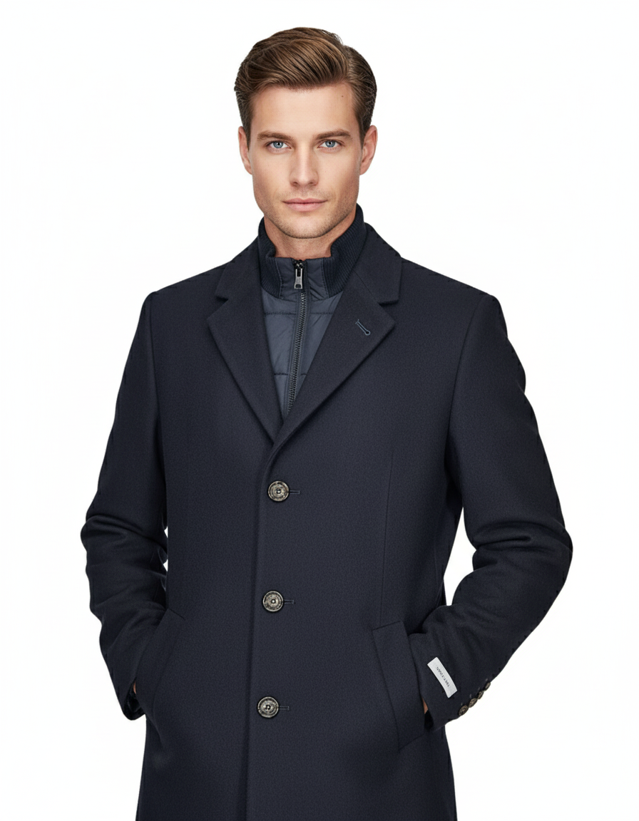 White Label Aron Overcoat - Navy
