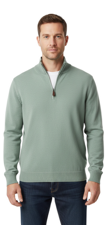 Gilded Gentlemen Harold Half Zip Sweater - Misty Green