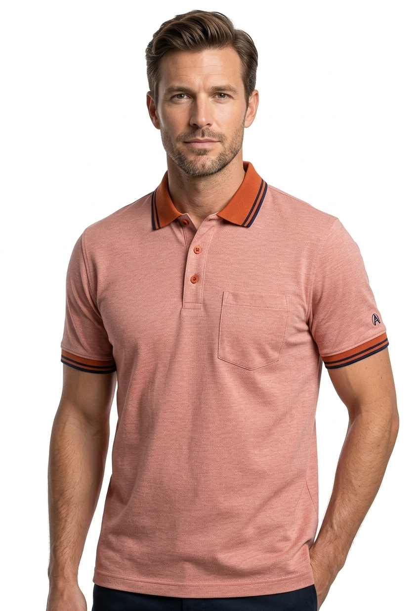 Daniel Grahame Short Sleeve 3 Button Polo Shirt - Rust