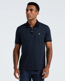 Original Penguin Geometric Jacquard Polo Shirt - Dark Sapphire