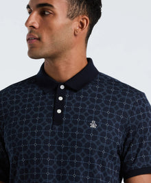 Original Penguin Geometric Jacquard Polo Shirt - Dark Sapphire