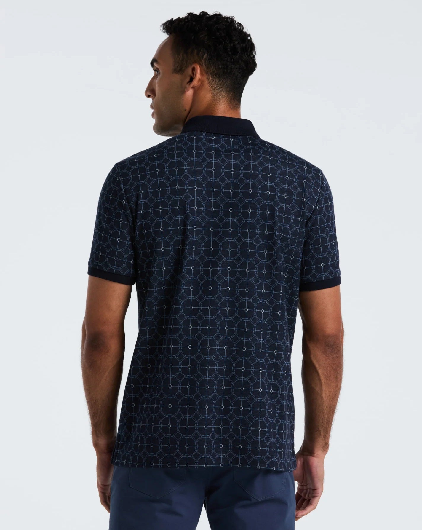Original Penguin Geometric Jacquard Polo Shirt - Dark Sapphire