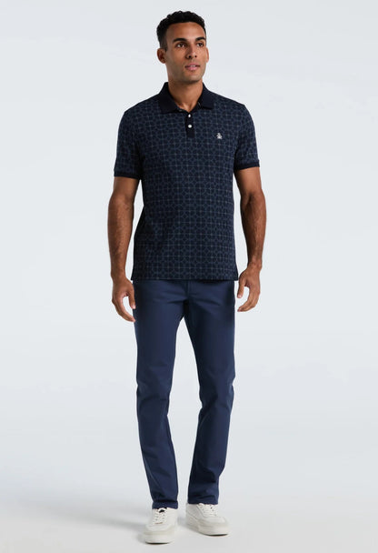 Original Penguin Geometric Jacquard Polo Shirt - Dark Sapphire