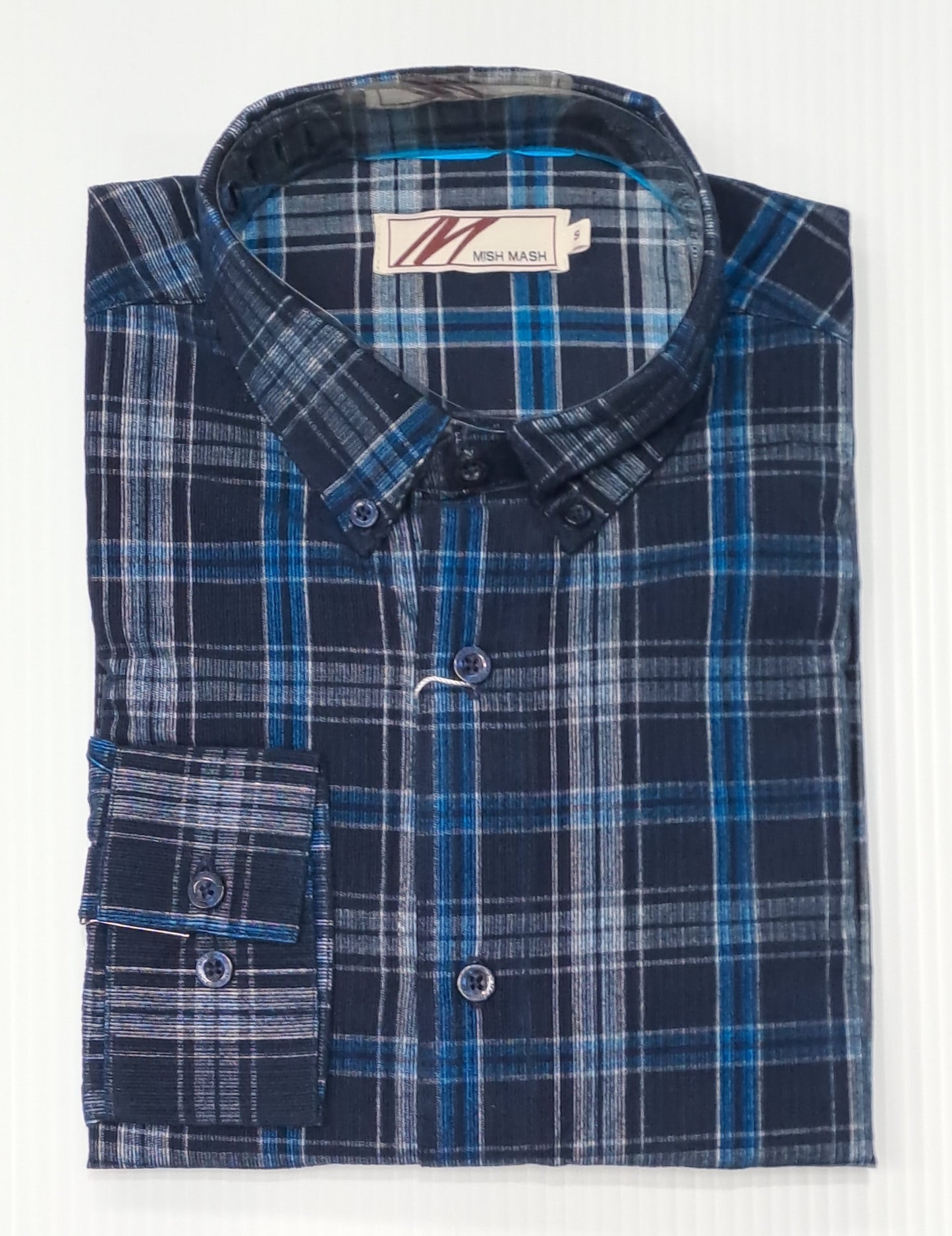 Mish Mash Gladiator Long Sleeve Check Shirt - Navy/White