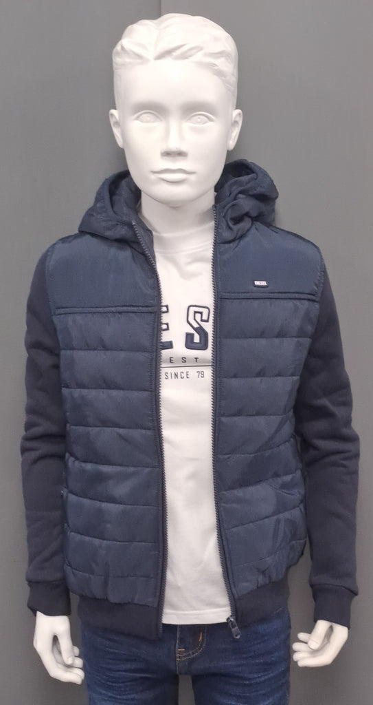 Boys Diesel Granger Padded Hybrid Hooded Casual Jacket  - Navy