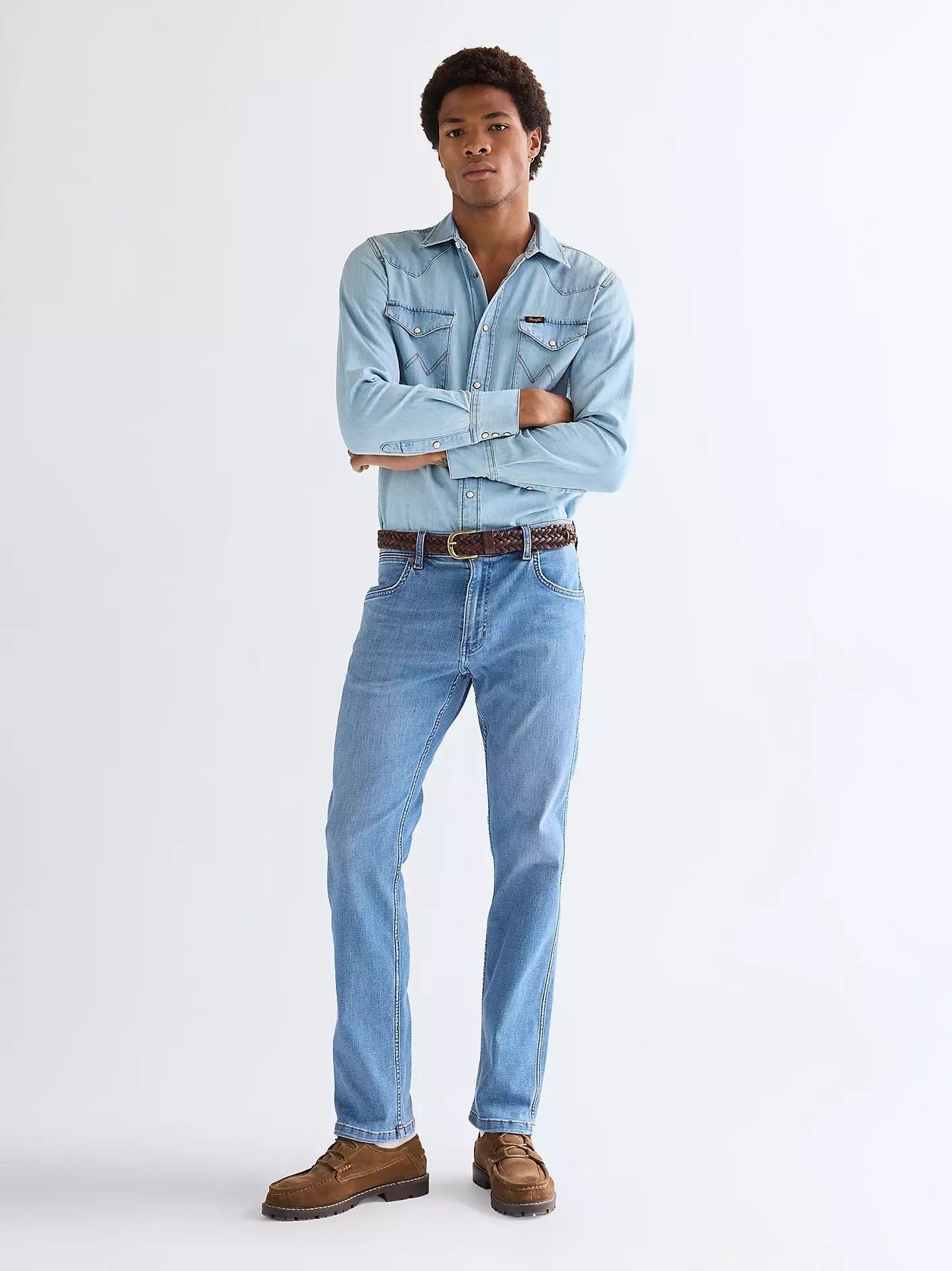 Wrangler Greensboro Regular Straight Stretch Jeans - Tobacco Ice