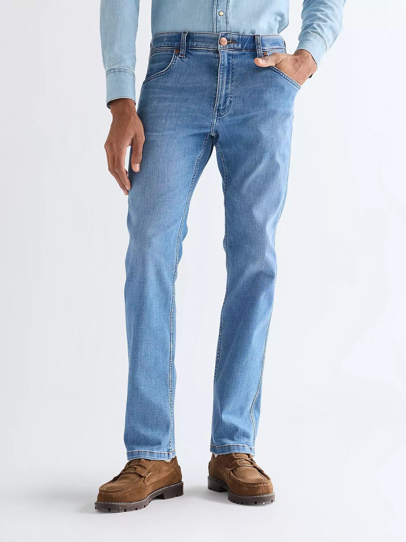 Wrangler Greensboro Regular Straight Stretch Jeans - Tobacco Ice