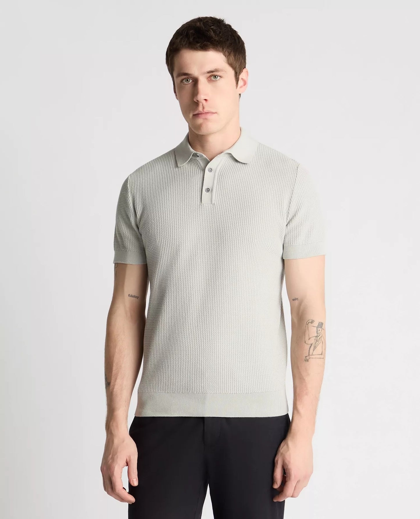 Remus Uomo Short Sleeve Casual Polo Shirt - Light Grey