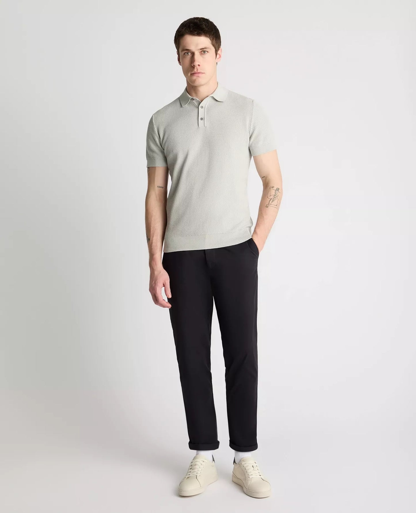 Remus Uomo Short Sleeve Casual Polo Shirt - Light Grey