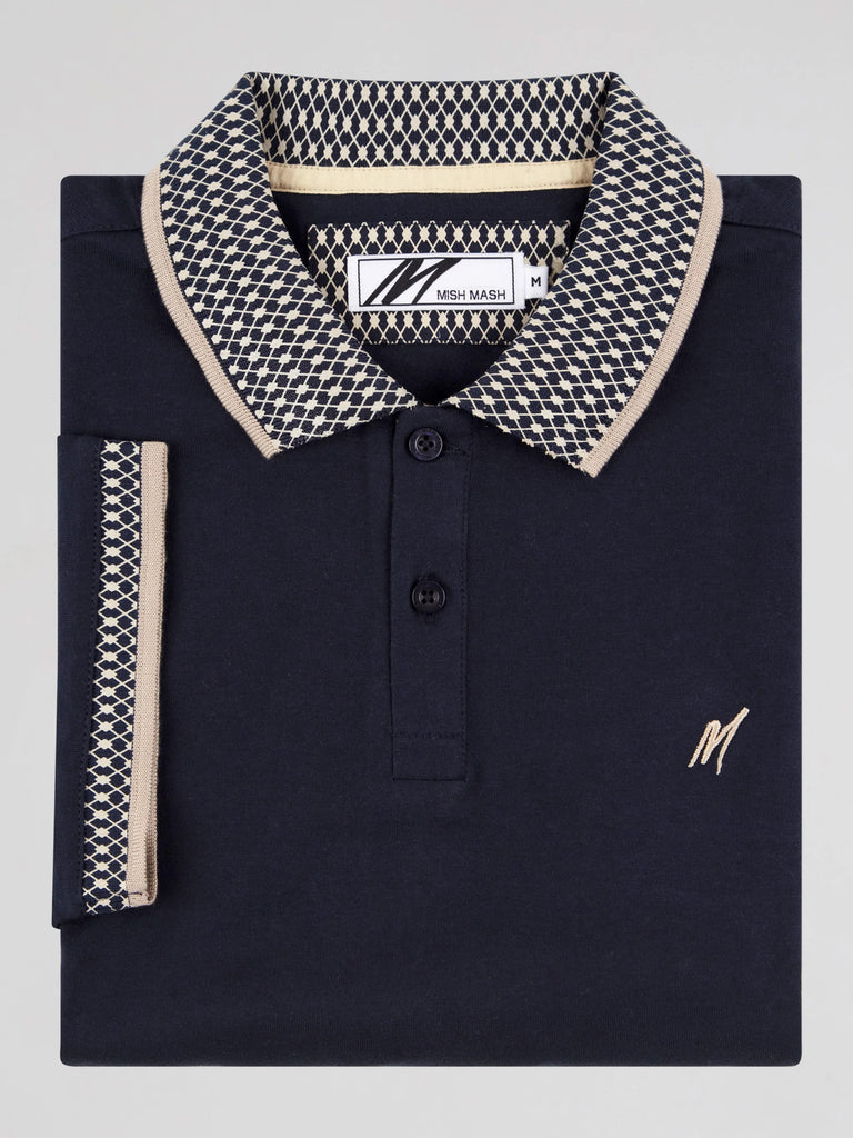 Mish Mash Gritt Regular Fit Jersey Polo Shirt - Navy