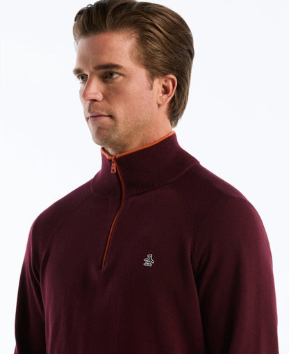 Original Penguin Cotton Textured Half Zip Sweater - Port Royale
