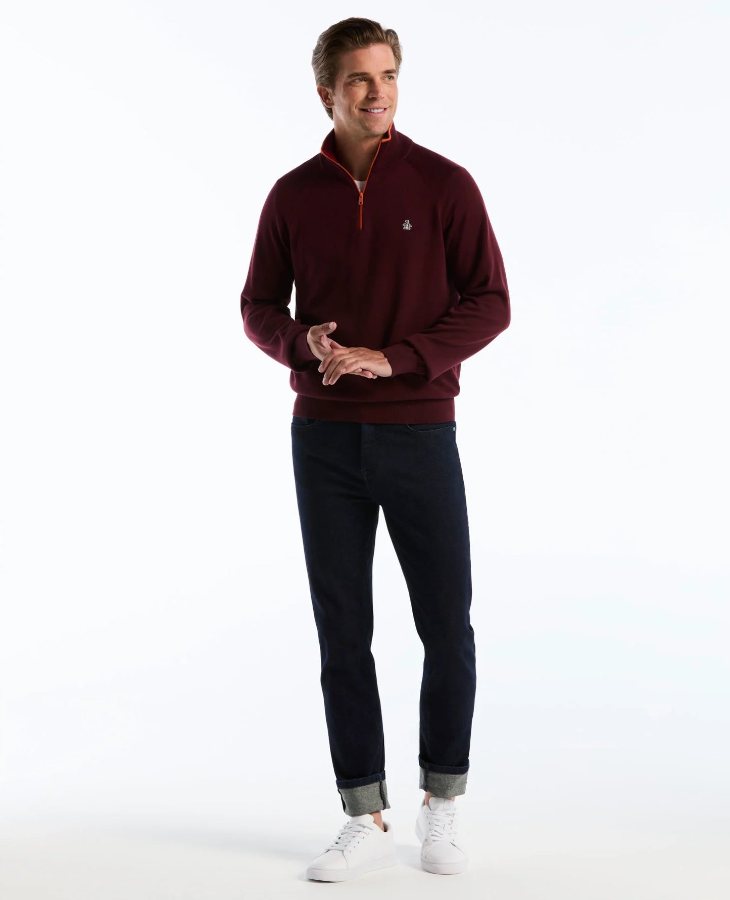 Original Penguin Cotton Textured Half Zip Sweater - Port Royale