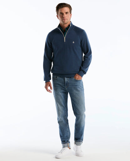 Original Penguin Cotton Textured Half Zip Sweater - Sargasso Sea