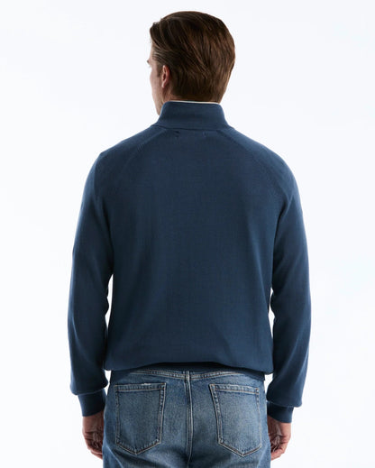 Original Penguin Cotton Textured Half Zip Sweater - Sargasso Sea