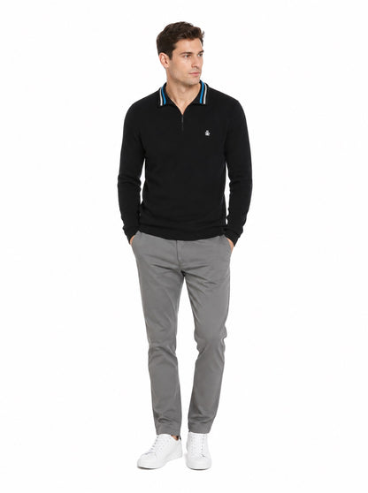 Original Penguin Retro Tipped Half Zip Sweatshirt - True Black