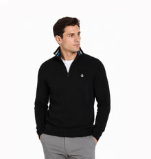 Original Penguin Retro Tipped Half Zip Sweatshirt - True Black