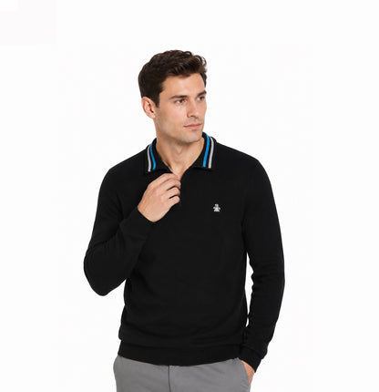 Original Penguin Retro Tipped Half Zip Sweatshirt - True Black