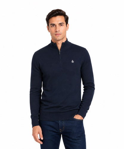 Original Penguin Retro Tipped Half Zip Sweatshirt - Dark Sapphire