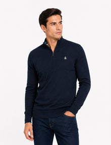 Original Penguin Retro Tipped Half Zip Sweatshirt - Dark Sapphire