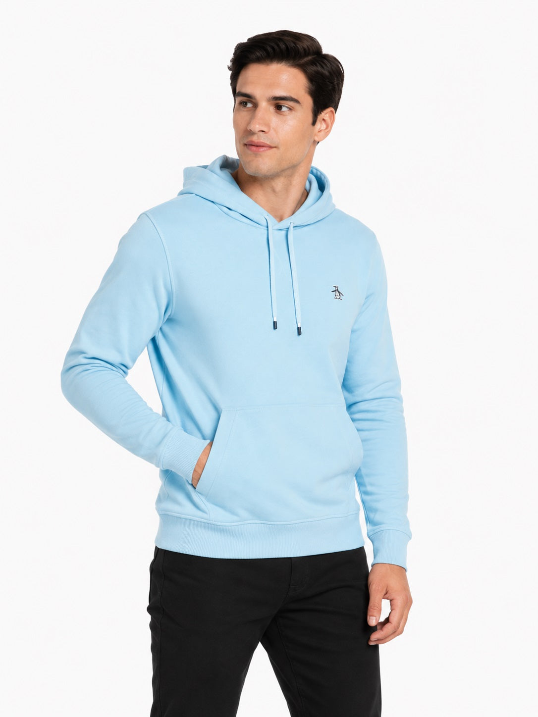 Original Penguin Sticker Pete Organic Fleece Pullover Hoodie - Cerulean