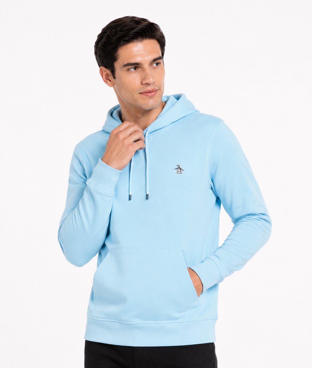 Original Penguin Sticker Pete Organic Fleece Pullover Hoodie - Cerulean