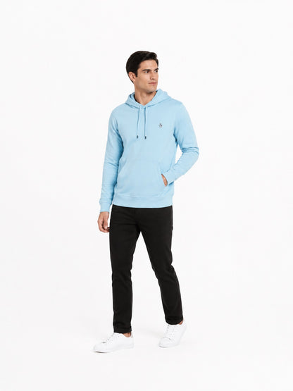 Original Penguin Sticker Pete Organic Fleece Pullover Hoodie - Cerulean