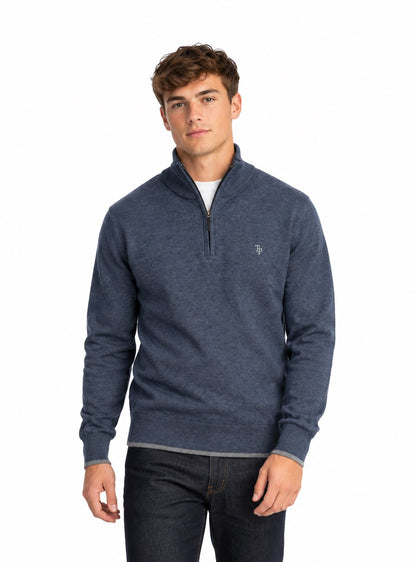 Tom Penn Half Zip Sweater - Indigo