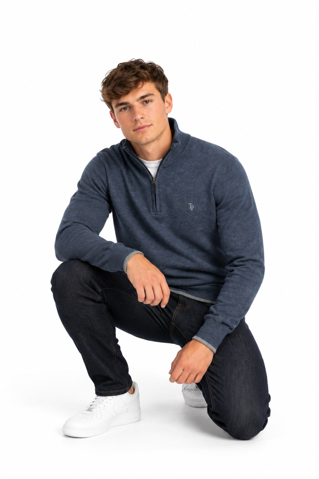 Tom Penn Half Zip Sweater - Indigo