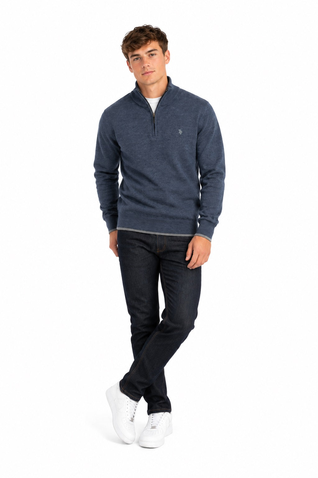 Tom Penn Half Zip Sweater - Indigo
