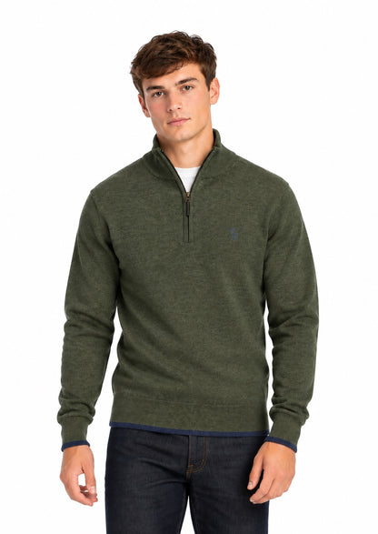 Tom Penn Half Zip Sweater - Olive