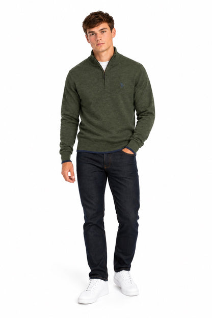 Tom Penn Half Zip Sweater - Olive