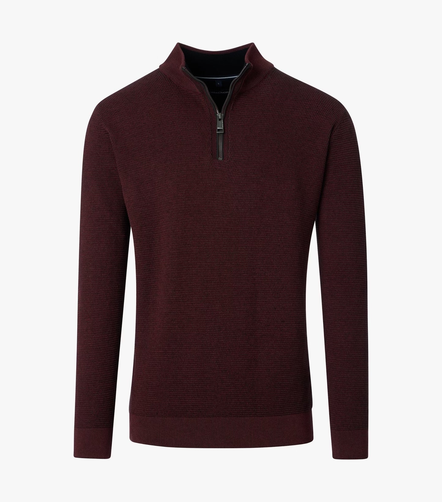 Casa Moda Troyer Knitted Half Zip Sweater 485 - Burgundy