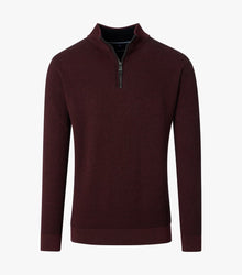 Casa Moda Troyer Knitted Half Zip Sweater 485 - Burgundy
