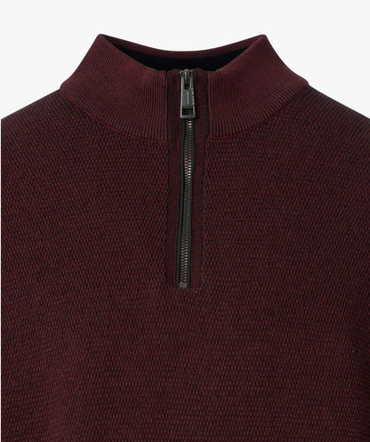 Casa Moda Troyer Knitted Half Zip Sweater 485 - Burgundy
