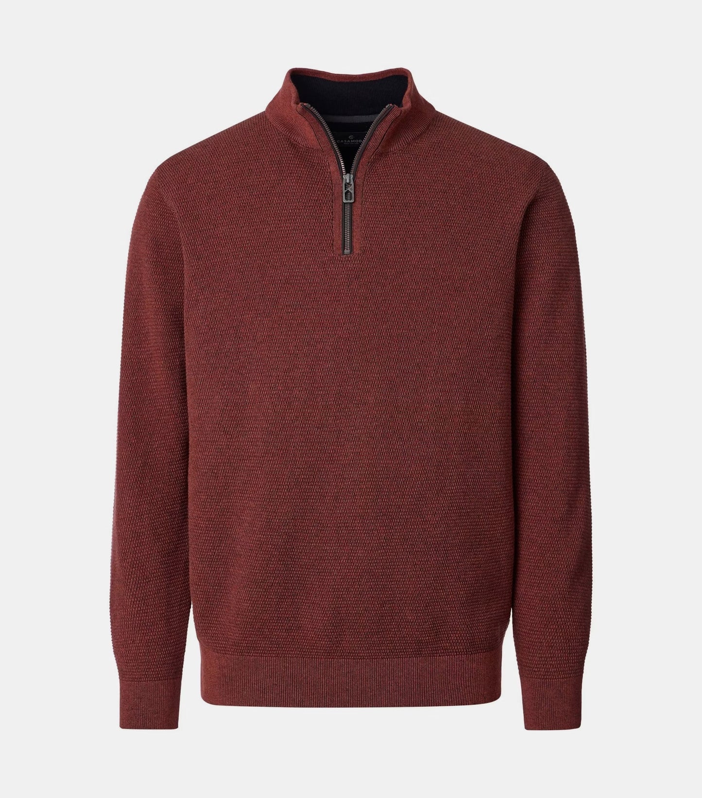Casa Moda Half Zip Knitted Sweater 491 - Dark Red