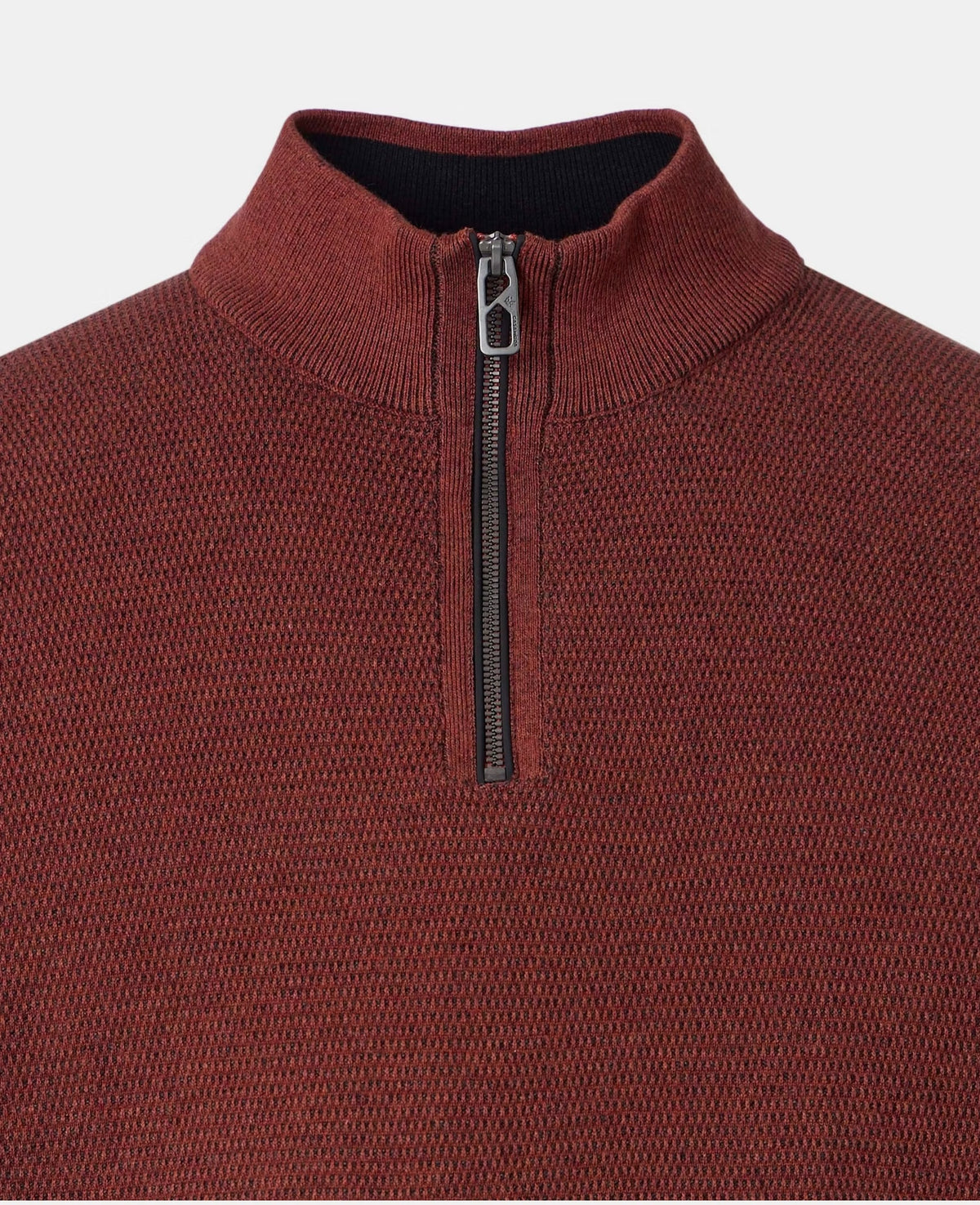 Casa Moda Half Zip Knitted Sweater 491 - Dark Red