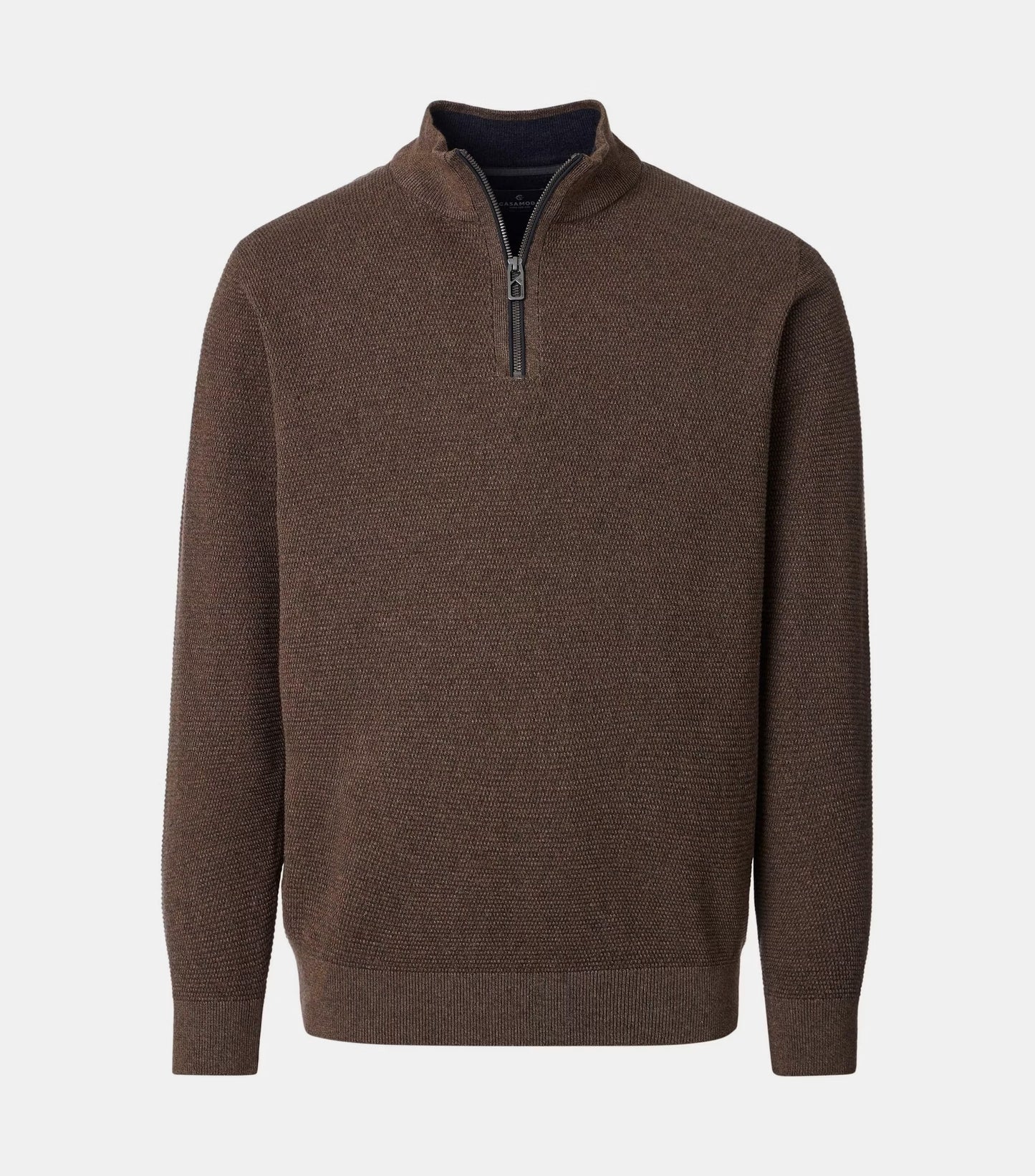 Casa Moda Half Zip Knitted Sweater 677 - Walnut